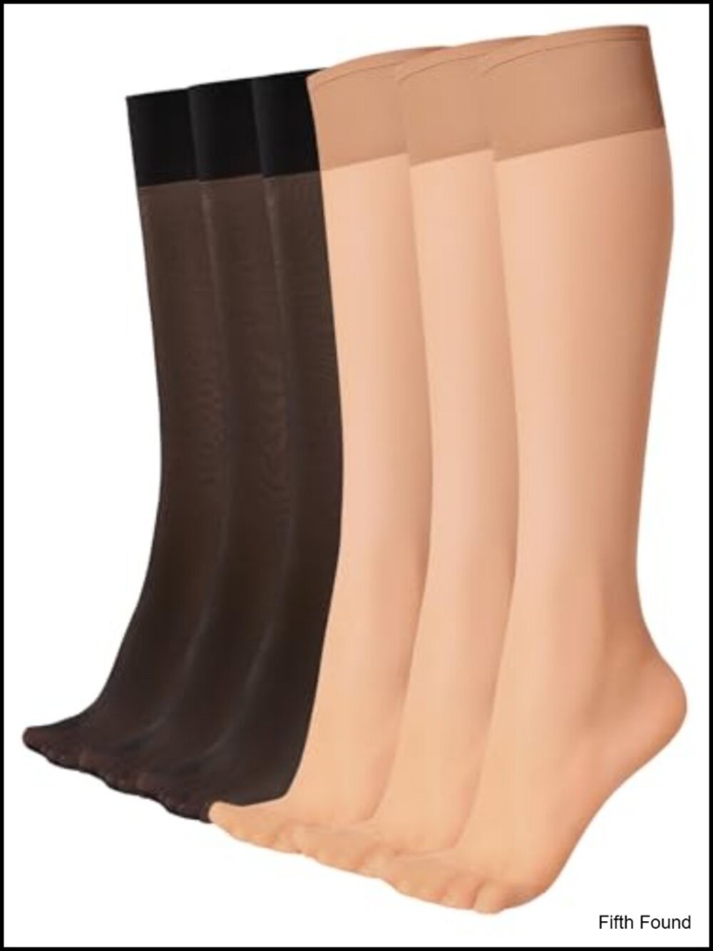 6 Pairs Sheer Knee High Stockings Women 15 Denier Nylon Dress Socks